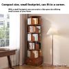 (UPGRADED) Rotating Bookshelf, 360 Display Corner Bookshelf for Small Space, 6 Tier Bookcase Storage Rack with Wheels