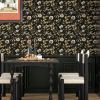 Dark Floral Wallpaper Peel and Stick Vintage Gold Leaf Contact Paper White Floral Wallpaper Waterproof Self-Adhesive Wall Covering for Bedroom Counter