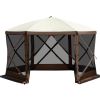 Gazebo Screen Tent, 12 x 12 ft, 6 Sided Pop-up Camping Canopy Shelter Tent with Mesh Windows, Portable Carry Bag, Ground Stakes