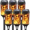 6pcs 12LEDs Solar Square Flame Light Suitable For Outdoor; Yard; Corridor; Decoration