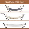 Hammock with Stand, Double-Barrel Hammock with Hammock Bed, Heavy Duty Adjustable Hammock Set for Outdoors, Patio, Yard, Garden, Gray