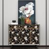 Dark Floral Wallpaper Peel and Stick Vintage Gold Leaf Contact Paper Black Floral Wallpaper Navy/Gold Leaf Waterproof Self-Adhesive Wall Covering for
