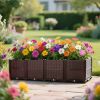 DIY Indoor and outdoor rectangular plastic planting box garden box; planting kit for fresh vegetables, herbs, flowers, and succulents; brown