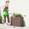 Tall Rectangular Planter with Removable Liner, Holes, PE Wicker Large Planter Box for Indoor Outdoor Plants, Brown