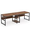 Double Computer Desk with Bookshelf, Office Furniture