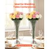4 PCS Crystal Wedding Flower Vase, 20 in Tall Flower Table Centerpieces, Crystal Cylinder Banquet Vases Easy Installation
