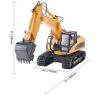 Remote Control Excavator Toy, 15 Channel, 3 in 1 Remote Control Digger with Metal Shovel, 1:14 Scale RC Excavator with Light & Sound
