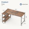 L-shaped office desk, 39-55inch computer desk, writing work desk with reversible storage rack