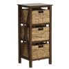 4-Tier Nightstand with 3 Seagrass Baskets Narrow X-Design-4 Tier