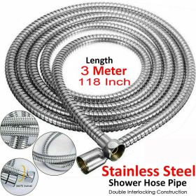 2 m / 3 m / 79" / 118" Shower Water Hose Shower Head Stainless Steel Flexible Replacement Hose (Length: 118")