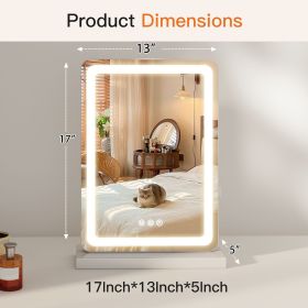 LED Vanity Mirror with Lights Aluminum Frame Bathroom Mirror Dimmable 3 Color Modes Makeup Mirror Memory Function Bedroom (size: 13" x 17")