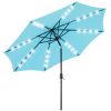 10ft Solar Polyester 32 LED Lighted Patio Umbrella with Tilt Adjustment and UV-Resistant Fabric