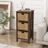 4-Tier Nightstand with 3 Seagrass Baskets Narrow X-Design-4 Tier