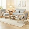 2 Pieces Living Room Furniture Set with Rubber Wood Frame