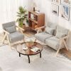 2 Pieces Living Room Furniture Set with Rubber Wood Frame